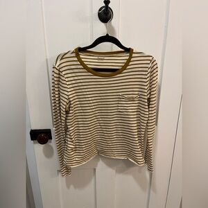 Madewell Stripe Cotton Essential Pocket T-shirt Long Sleeve M